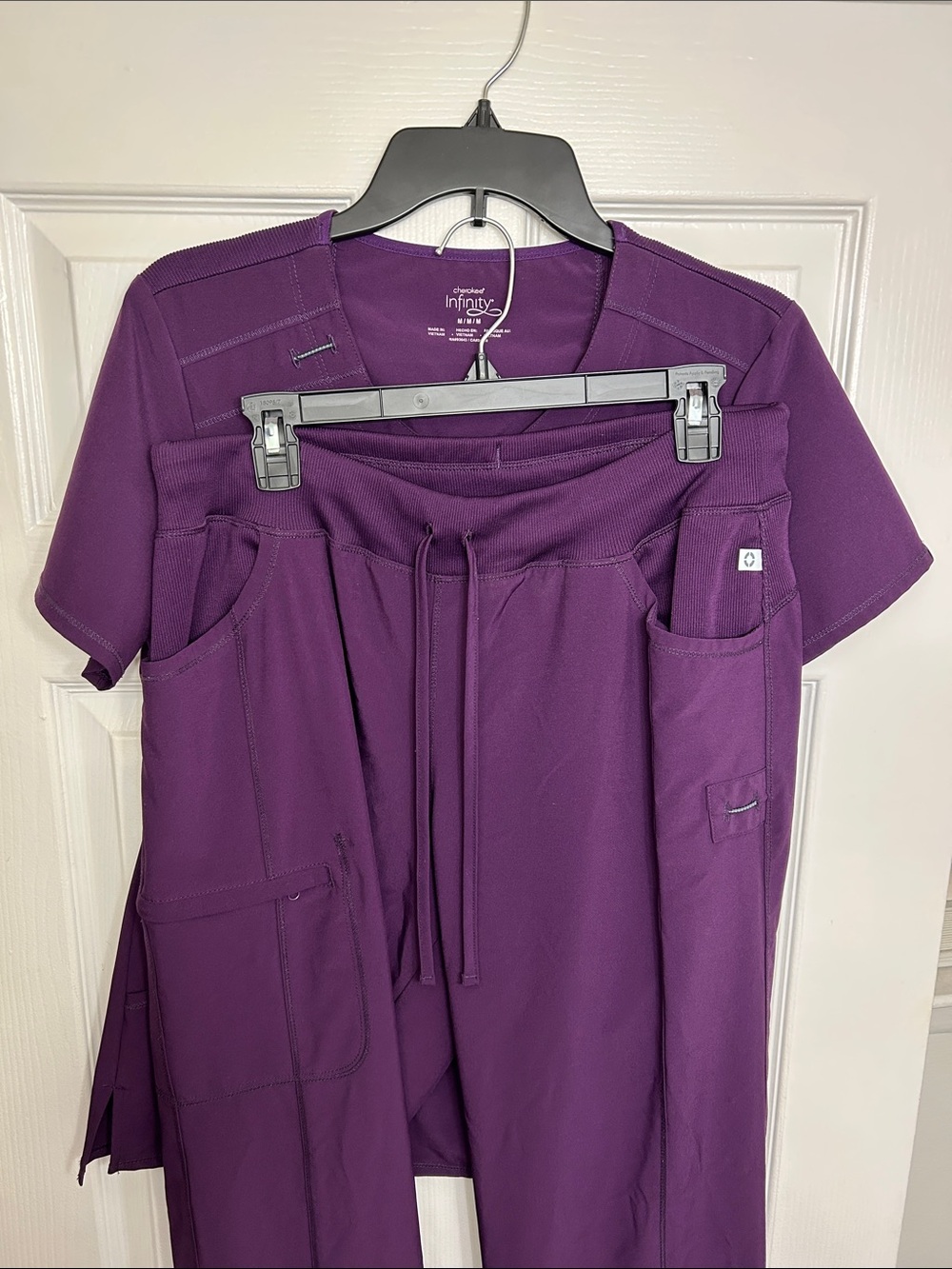 Cherokee Purple Medical Scrub Set - V-Neck Top & Drawstring Pants